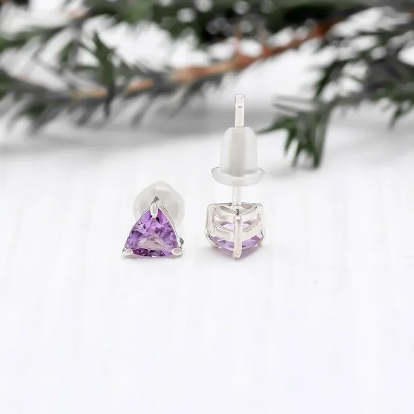 Purple_Stone_Embedded_Sterling_Silver_Triangle_Shape_Earring_For_Women_And_Girls