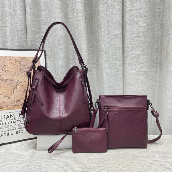 Set_Of_3_Wine_Red_Light_Weight_Pu_Leather_Handbag_Combo_For_Women