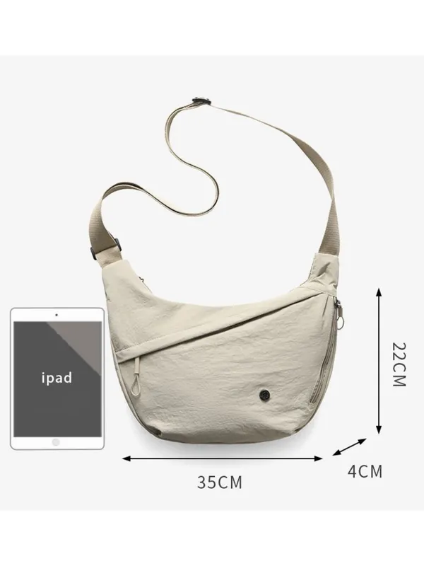 Beige_Nylon_Crossbody_Bag_Lightweight_Everyday_Bag_&_Crescent_Sling_Bag