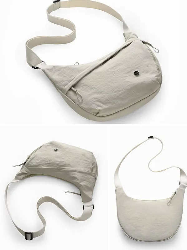 Beige_Nylon_Crossbody_Bag_Lightweight_Everyday_Bag_&_Crescent_Sling_Bag
