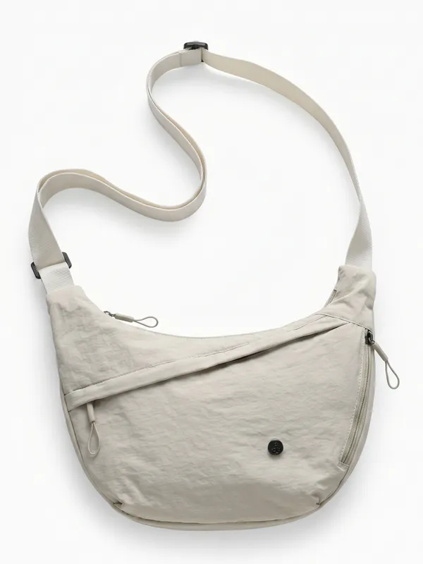 Beige_Nylon_Crossbody_Bag_Lightweight_Everyday_Bag_&_Crescent_Sling_Bag