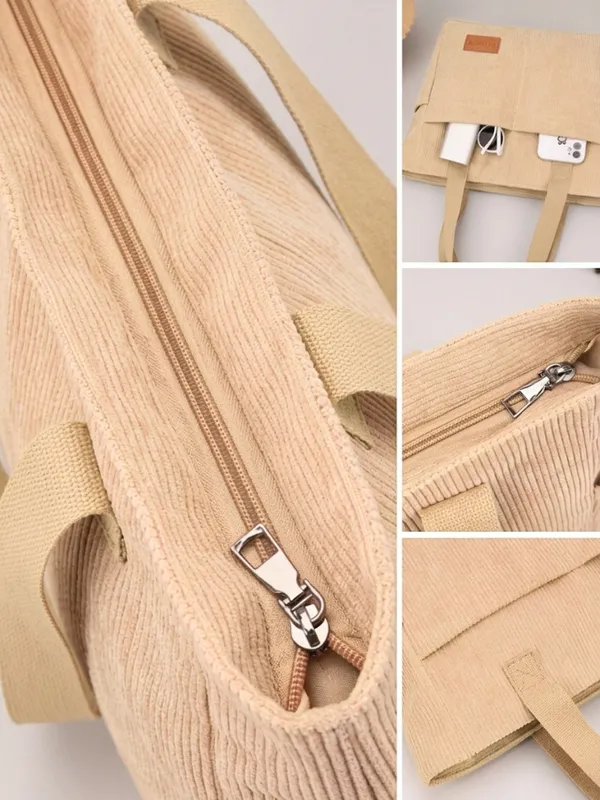 Beige_Premium_Corduroy_Tote_Bag_Lightweight_Shoulder_Bag_&_Multi-Pocket_Tote_Bag