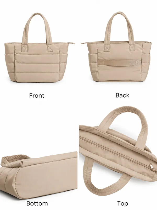Beige_Puffer_Lightweight_Tote_for_Laptop_&_Work_Bag