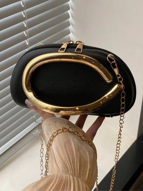 Black_Elegant_Metallic_Handle_Handbag_|_Faux_Leather_Clutch_&_Crossbody_Bag