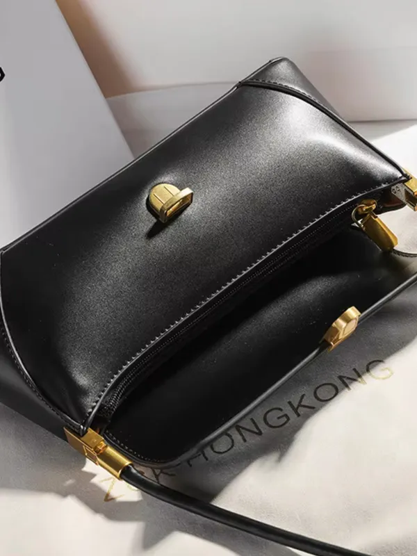 Black_Elegant_Vintage_Women's_Structured_Baguette_Bag