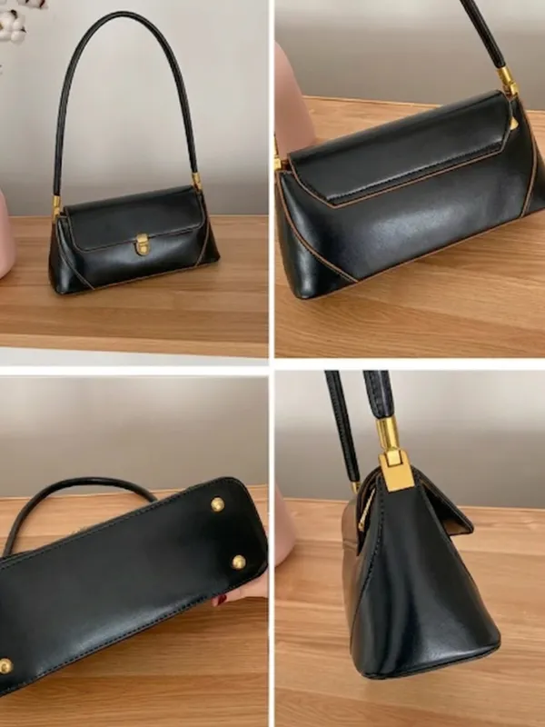Black_Elegant_Vintage_Women's_Structured_Baguette_Bag