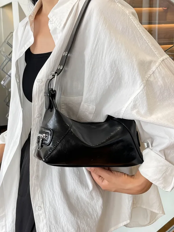 Black_Glossy_Leather_Shoulder_Bag_|_Y2K_Hobo_Bag_|_Shiny_Leather_Handbag