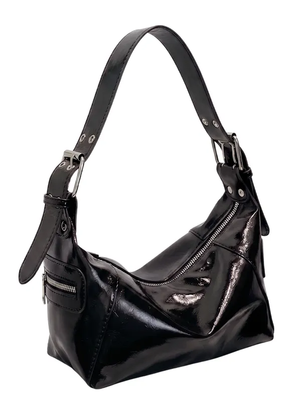 Black_Glossy_Leather_Shoulder_Bag_|_Y2K_Hobo_Bag_|_Shiny_Leather_Handbag