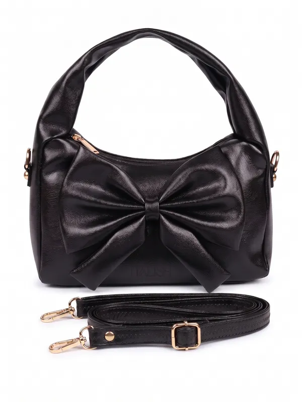 lise_Bow_Handbag__Black_PU_Leather_Shoulder_Bag