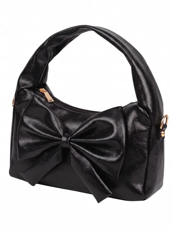 lise_Bow_Handbag__Black_PU_Leather_Shoulder_Bag