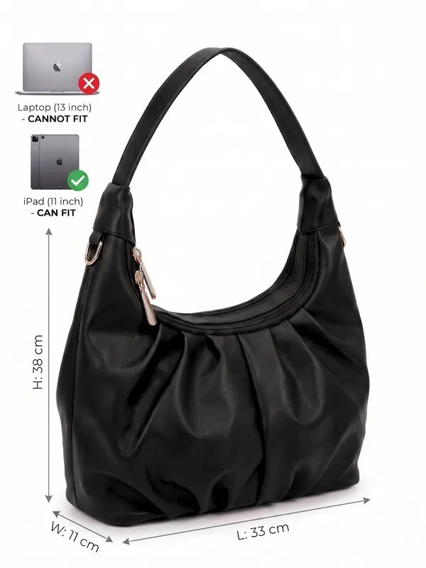 Black_Lightweight_Leather_Pleated_Hobo_Shoulder_Bag