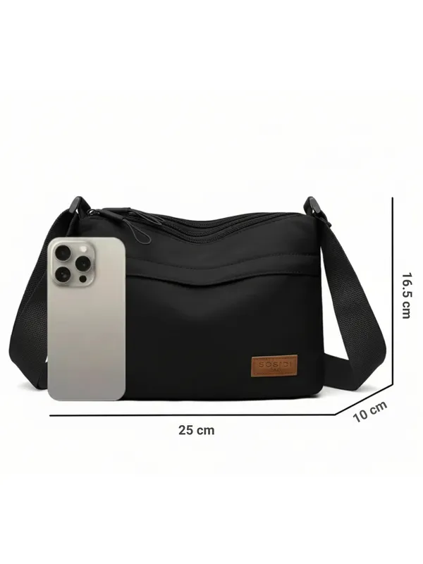 Black_Lightweight_Nylon_Crossbody_Bag_with_Multi-Pocket_Design