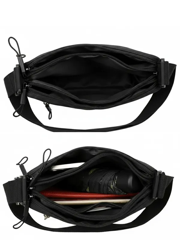 Black_Lightweight_Nylon_Crossbody_Bag_with_Multi-Pocket_Design