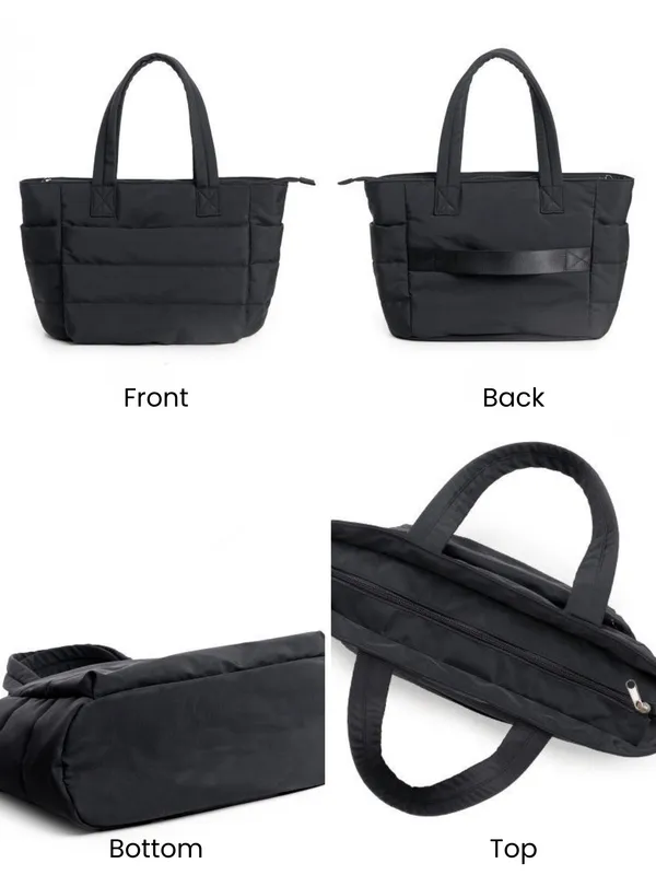 Black_Puffer_Lightweight_Tote_for_Laptop_&_Work_Bag