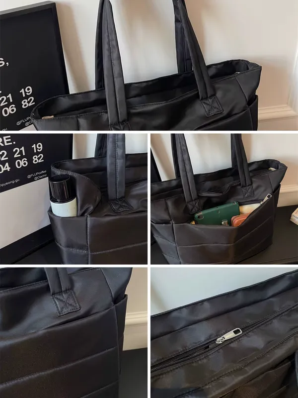 Black_Puffer_Lightweight_Tote_for_Laptop_&_Work_Bag
