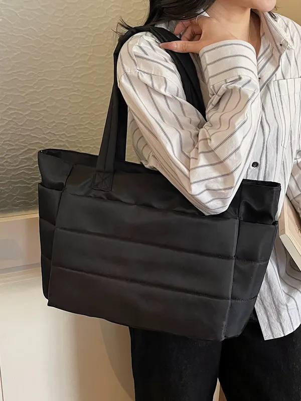 Black_Puffer_Lightweight_Tote_for_Laptop_&_Work_Bag