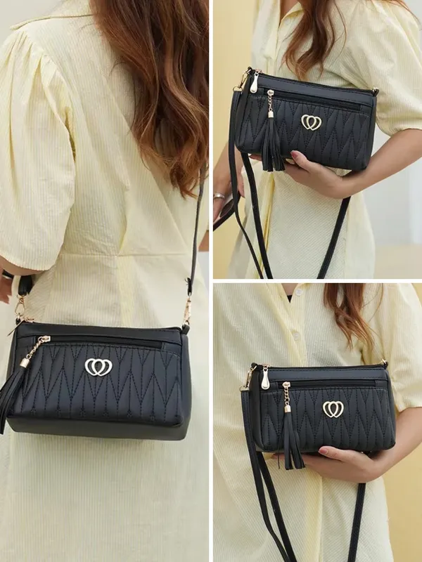 Black_Quilted_Design_Sling_Crossbody_Bag_with_Strap