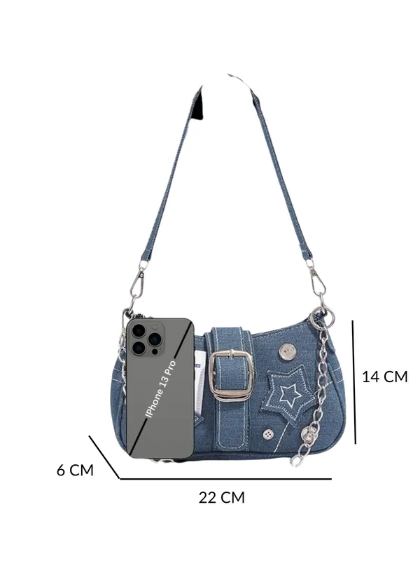 Blue_Denim_Star_Charm_Shoulder_Sling_Bag_–_Dual_Strap,_Silver_Chain_Accent