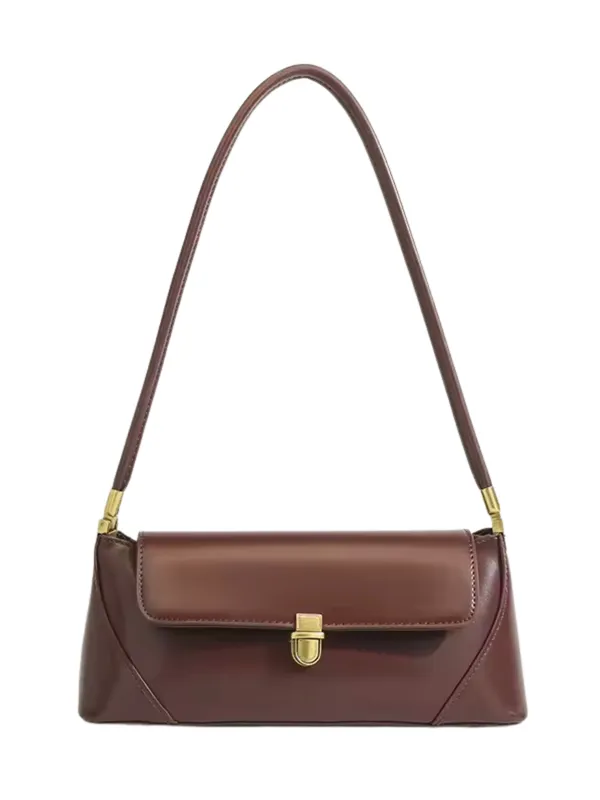 Italish Brown Elegant Vintage Women's Structured Baguette Bag