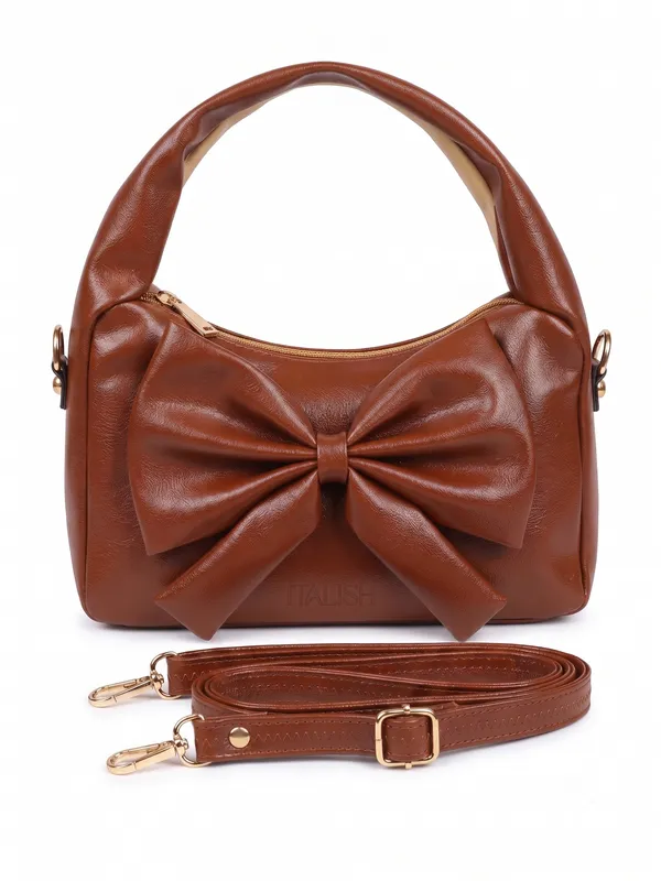 lise_Bow_Handbag__Brown_PU_Leather_Shoulder_Bag