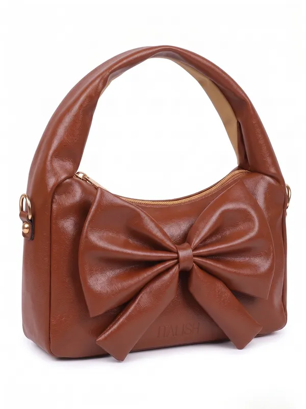 lise_Bow_Handbag__Brown_PU_Leather_Shoulder_Bag