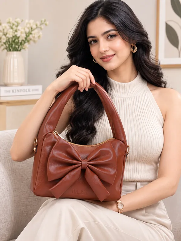 lise_Bow_Handbag__Brown_PU_Leather_Shoulder_Bag