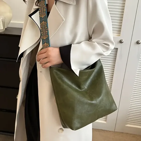 Brown,_Black_&_Green_Sling_Shoulder_Bag_Set_with_Designer_Strap