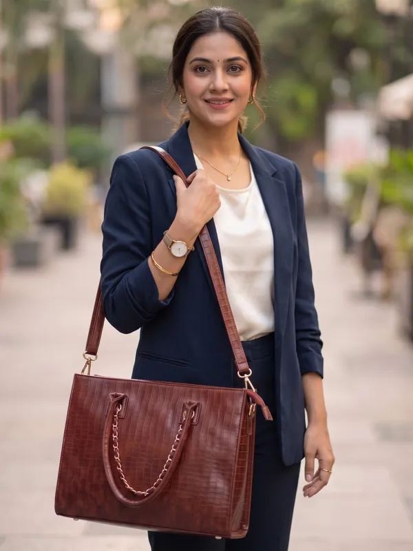 Cherry__Structured_Leather_Croc_Pattern_Laptop_Tote