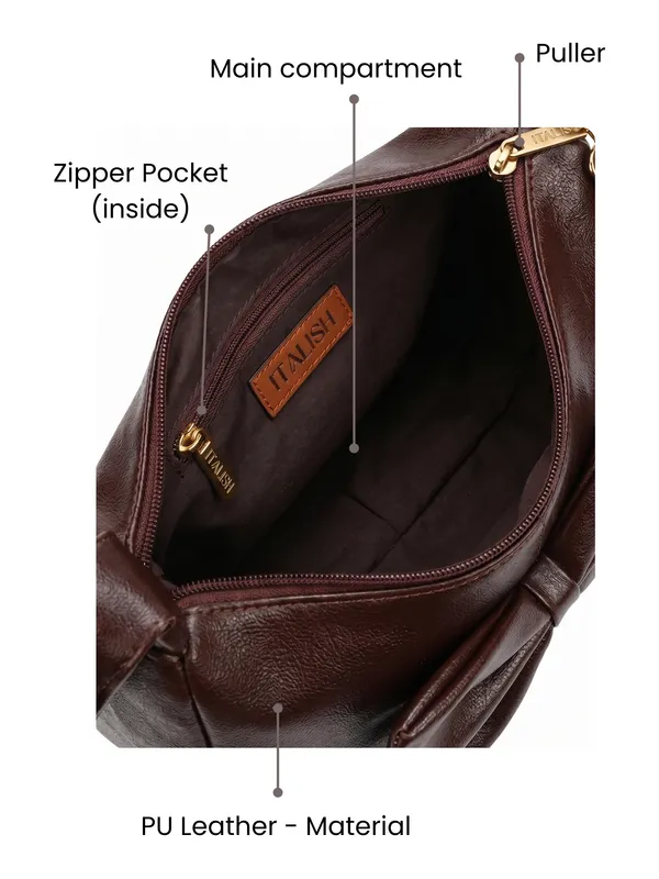 Bow_Handbag_Coffee_PU_Leather_Shoulder_Bag