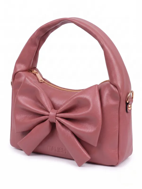 lise_Bow_Handbag__Dark_Pink_PU_Leather_Shoulder_Bag