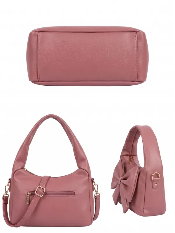 lise_Bow_Handbag__Dark_Pink_PU_Leather_Shoulder_Bag