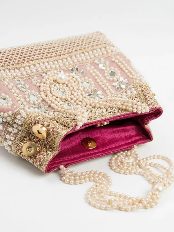 Embellished_Faux_Pearl_&_Mirror_Work_Handcrafted_Potli_Clutch_Bag_for_Women_-_Pink