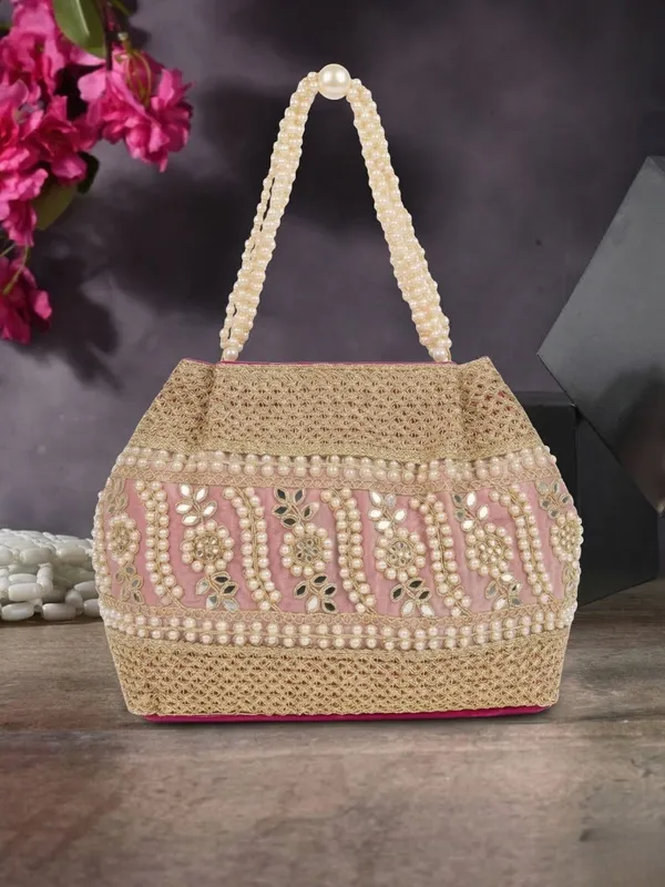 Embellished_Faux_Pearl_&_Mirror_Work_Handcrafted_Potli_Clutch_Bag_for_Women_-_Pink