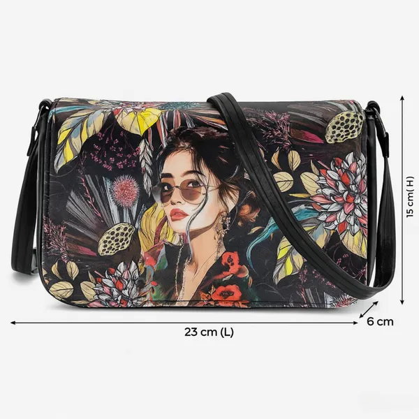 Floral_Printed_Sling_Bag_with_Artistic_Woman_Portrait