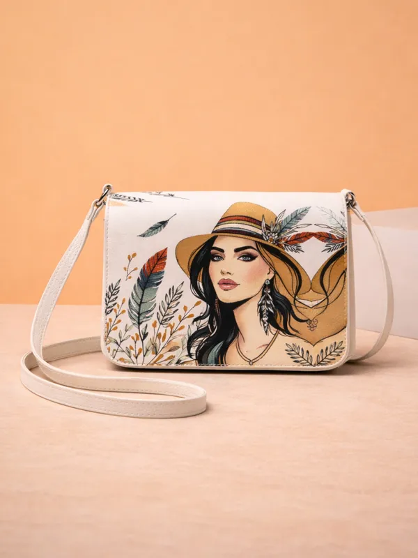 Floral_Printed_Sling_Bag_with_Artistic_Woman_Portrait