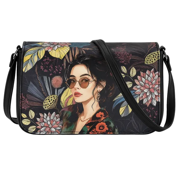 Floral_Printed_Sling_Bag_with_Artistic_Woman_Portrait