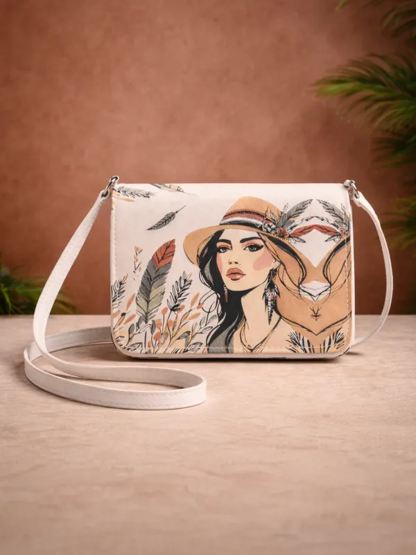 Floral_Printed_Sling_Bag_with_Artistic_Woman_Portrait