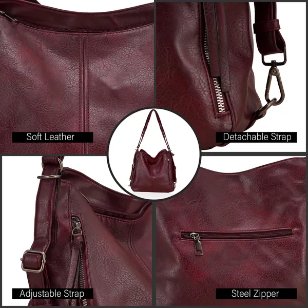 Set_Of_3_Wine_Red_Light_Weight_Pu_Leather_Handbag_Combo_For_Women
