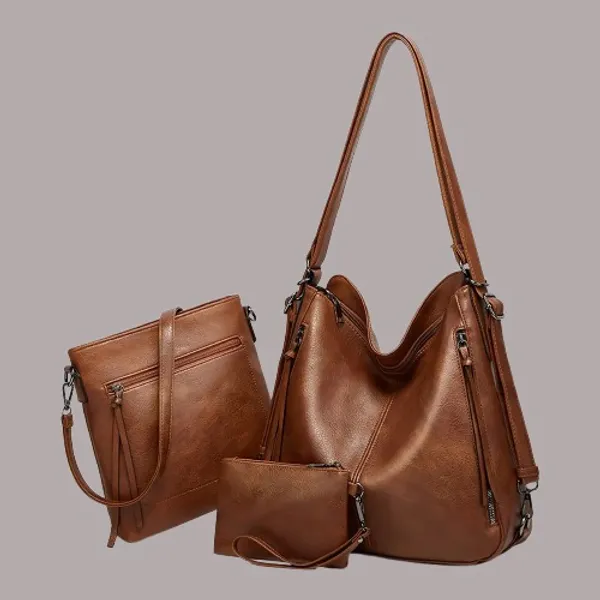 Set_Of_3_Brown_Light_Weight_Pu_Leather_Handbag_Combo_For_Women