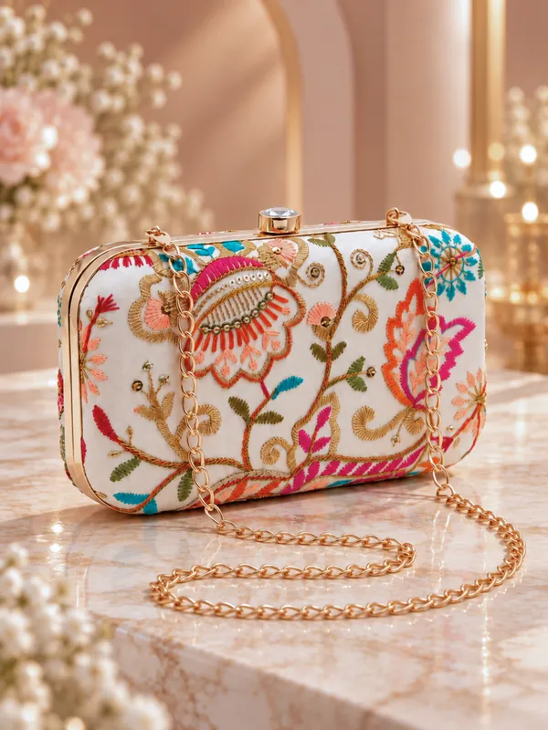 Multicolor_Floral_Embroidered_Box_Bridal_Clutch
