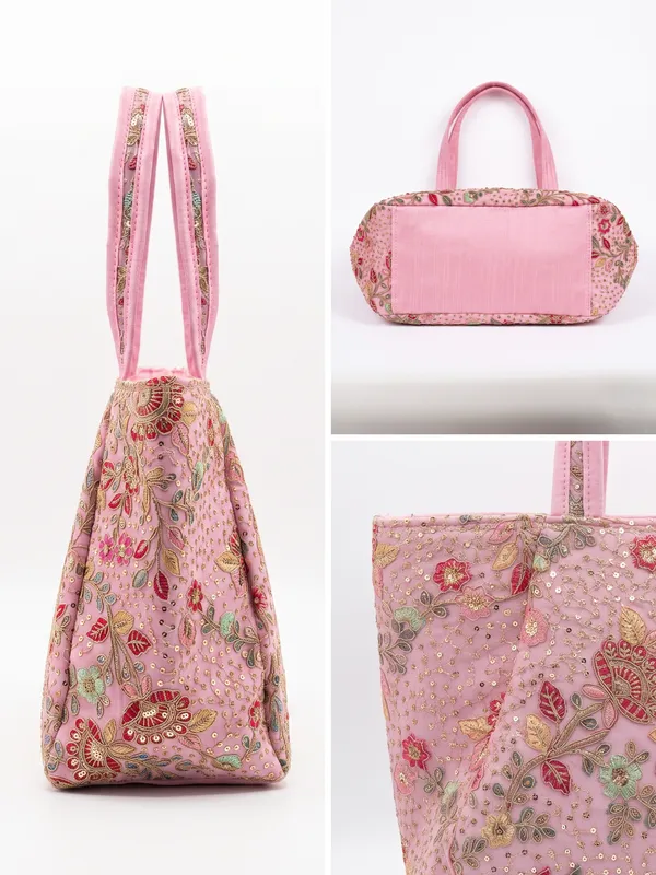 Pink_Embroidered_Fabric_Tote_Bag_Lightweight_Shoulder_Bag