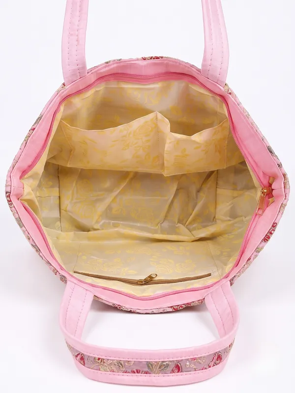 Pink_Embroidered_Fabric_Tote_Bag_Lightweight_Shoulder_Bag