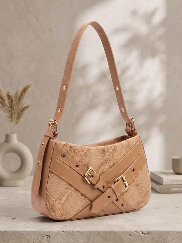 Aurelia_Buckle_Shoulder_Bag__Beige_Textured_Faux_Leather_Handbag