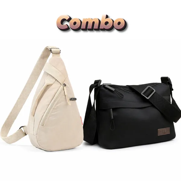 Unisex_Combo_Sling_Bags_(Beige_Backpack_&_Black_Crossbody)