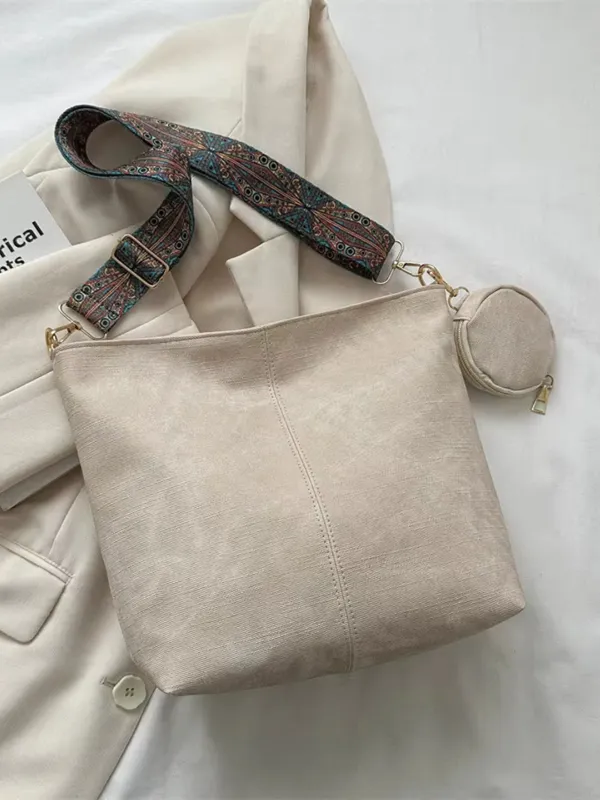White_Denim_Shoulder_Bag_with_Boho_Strap_&_Mini_Pouch_Lightweight_Daily_Tote