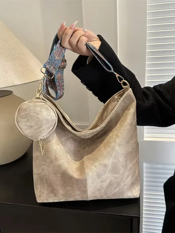 White_Denim_Shoulder_Bag_with_Boho_Strap_&_Mini_Pouch_Lightweight_Daily_Tote