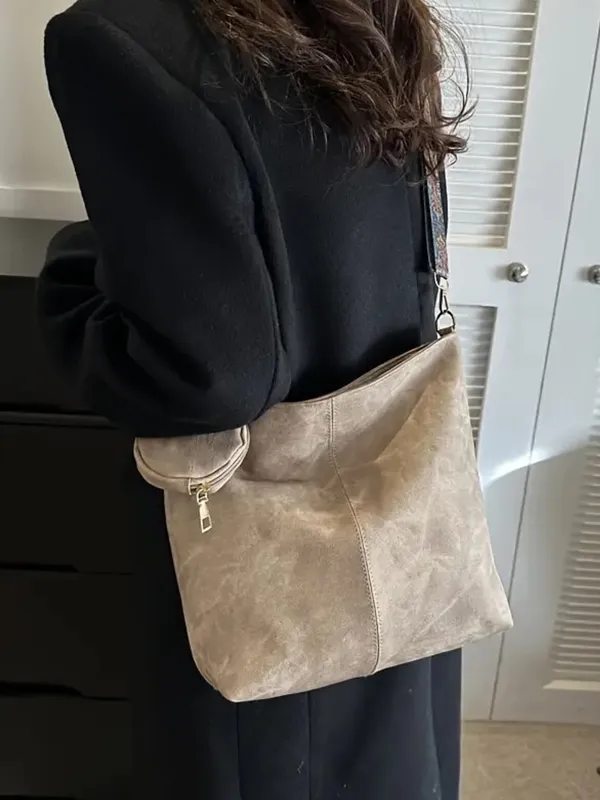 White_Denim_Shoulder_Bag_with_Boho_Strap_&_Mini_Pouch_Lightweight_Daily_Tote