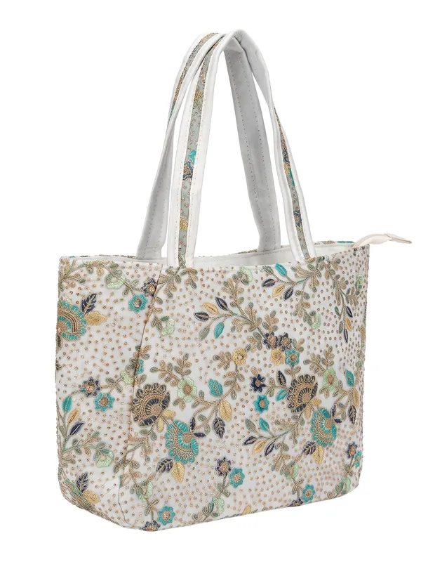 White_Embroidered_Fabric_Tote_Bag_Lightweight_Shoulder_Bag