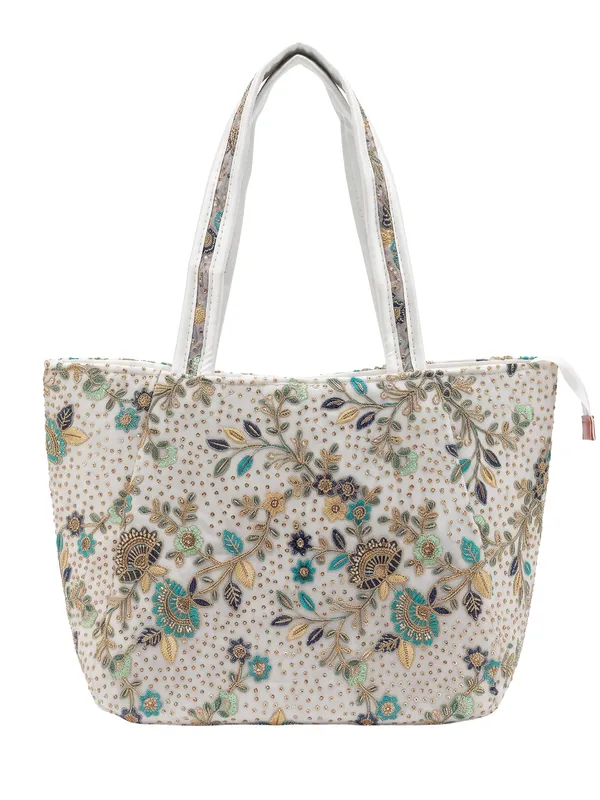 White_Embroidered_Fabric_Tote_Bag_Lightweight_Shoulder_Bag