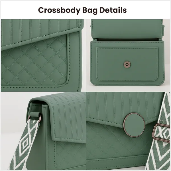 Green_Quilted_Pattern_Sling_Crossbody_Bag_With_Strap